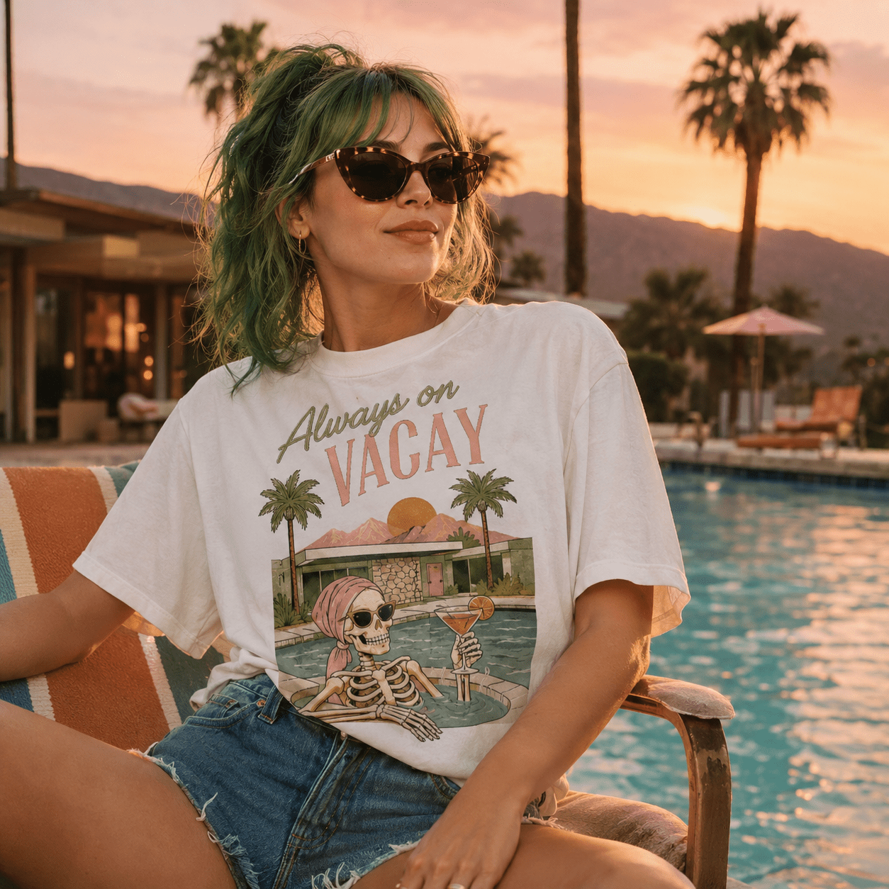 Always On Vacay T-Shirt — Retro Palm Tree Vacation Tee - Boo Crew Boutique
