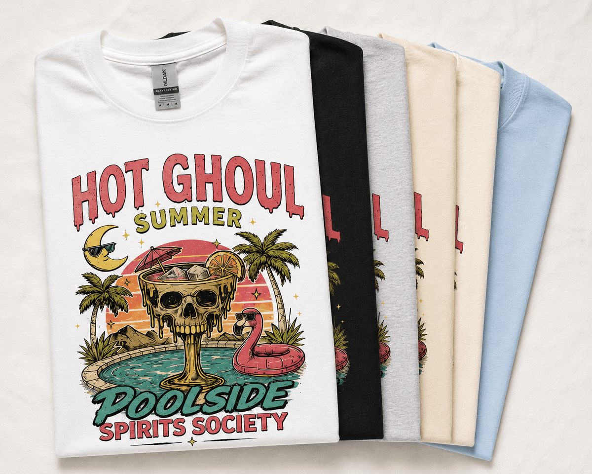 Retro Skull Poolside Graphic Tee - Boo Crew Boutique