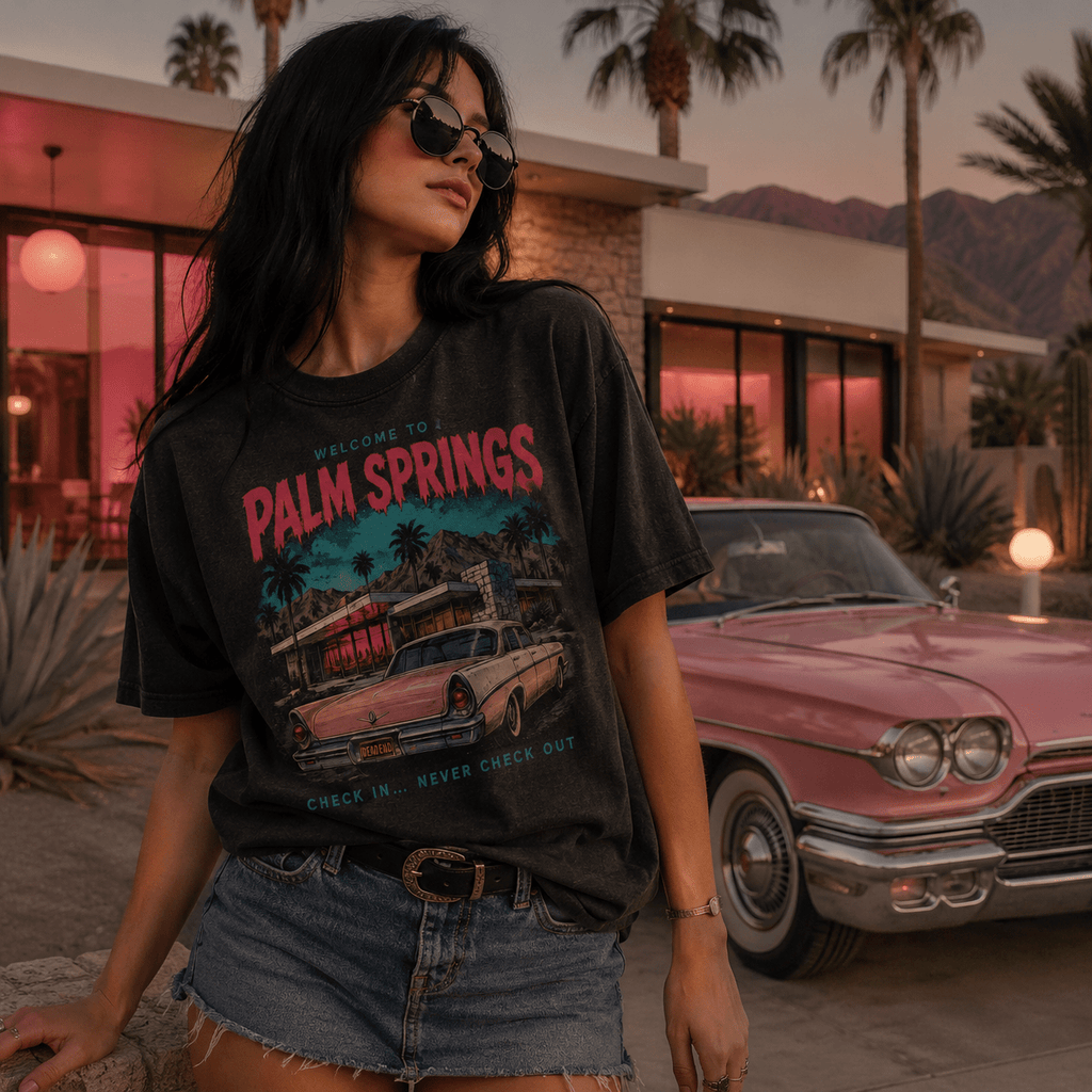 Welcome to Palm Springs T-Shirt — Retro Palm Trees & Vintage Car Tee - Boo Crew Boutique