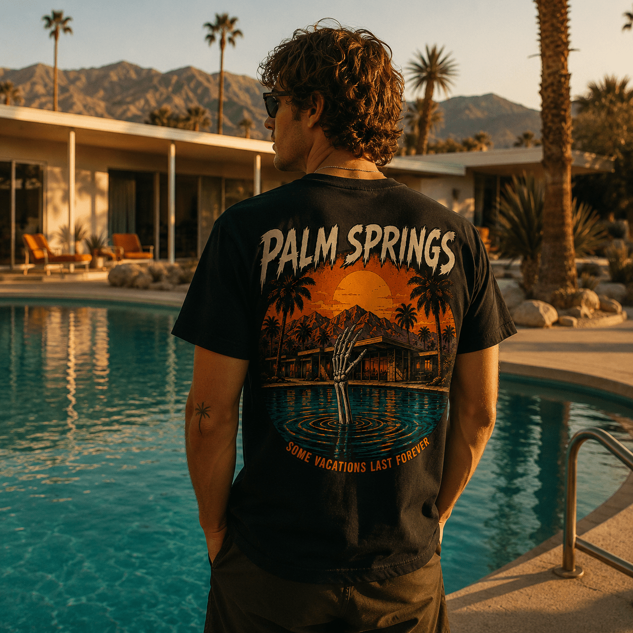 Palm Springs Pool Skelly Tee - Boo Crew Boutique