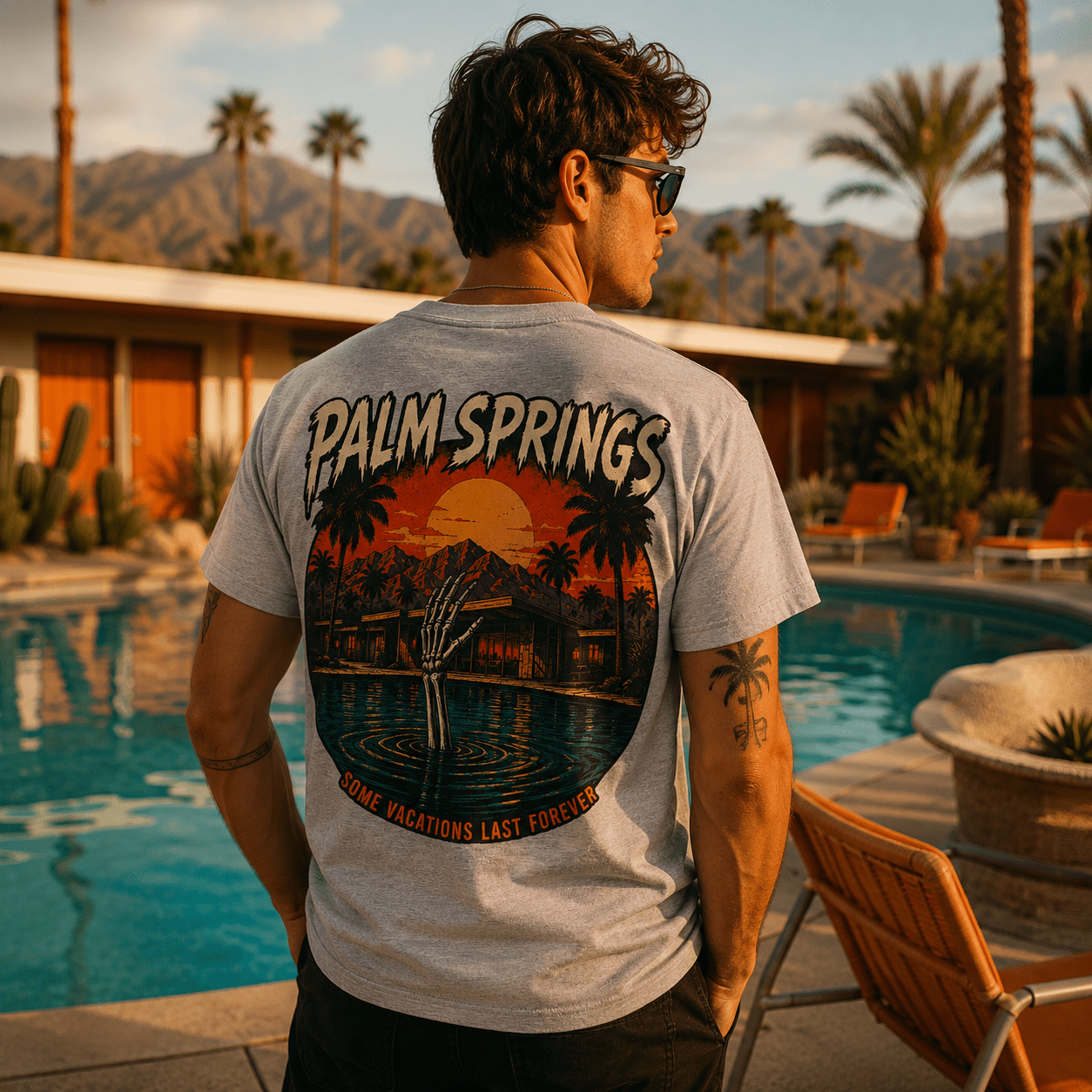 Palm Springs Pool Skelly Tee - Boo Crew Boutique