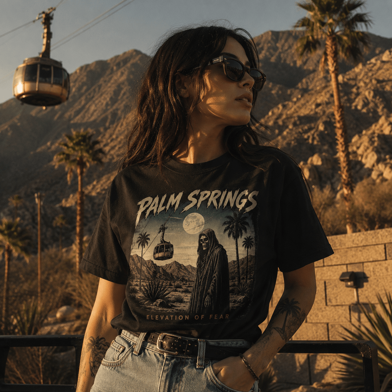 Palm Springs T‑Shirt — Vintage Desert Horror Graphic Tee - Boo Crew Boutique