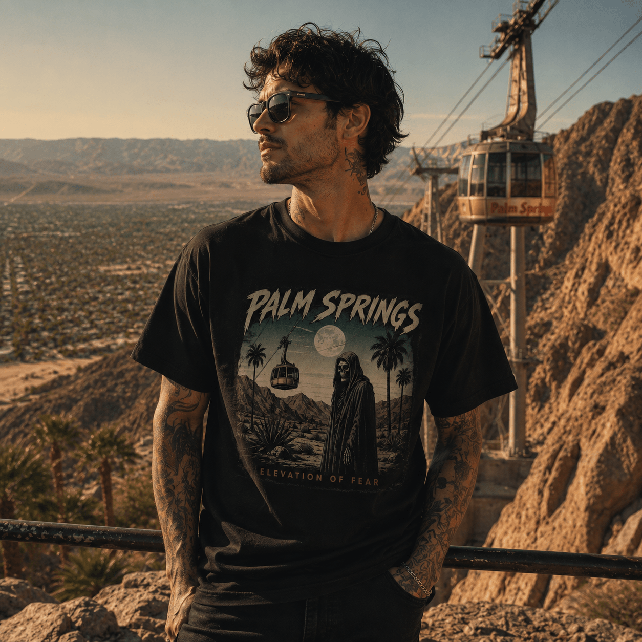 Palm Springs T‑Shirt — Vintage Desert Horror Graphic Tee - Boo Crew Boutique