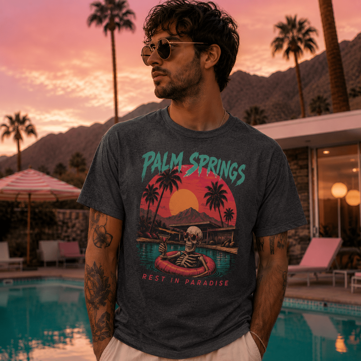 Palm Springs Retro Sunset T-Shirt - Boo Crew Boutique