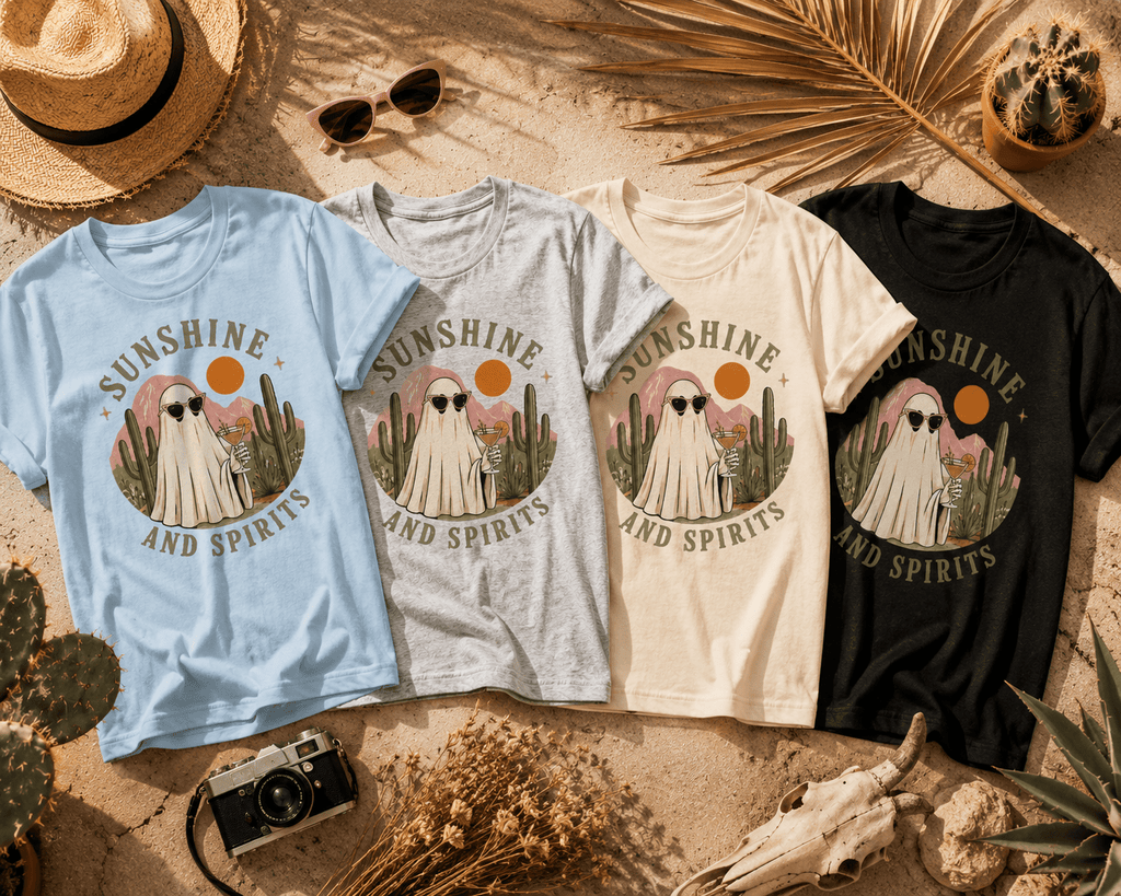Sunshine and Spirits T-Shirt — Cute Desert Ghost Graphic Tee - Boo Crew Boutique