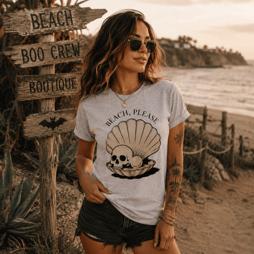 Beach, Please Shell & Skull Tee - Boo Crew Boutique