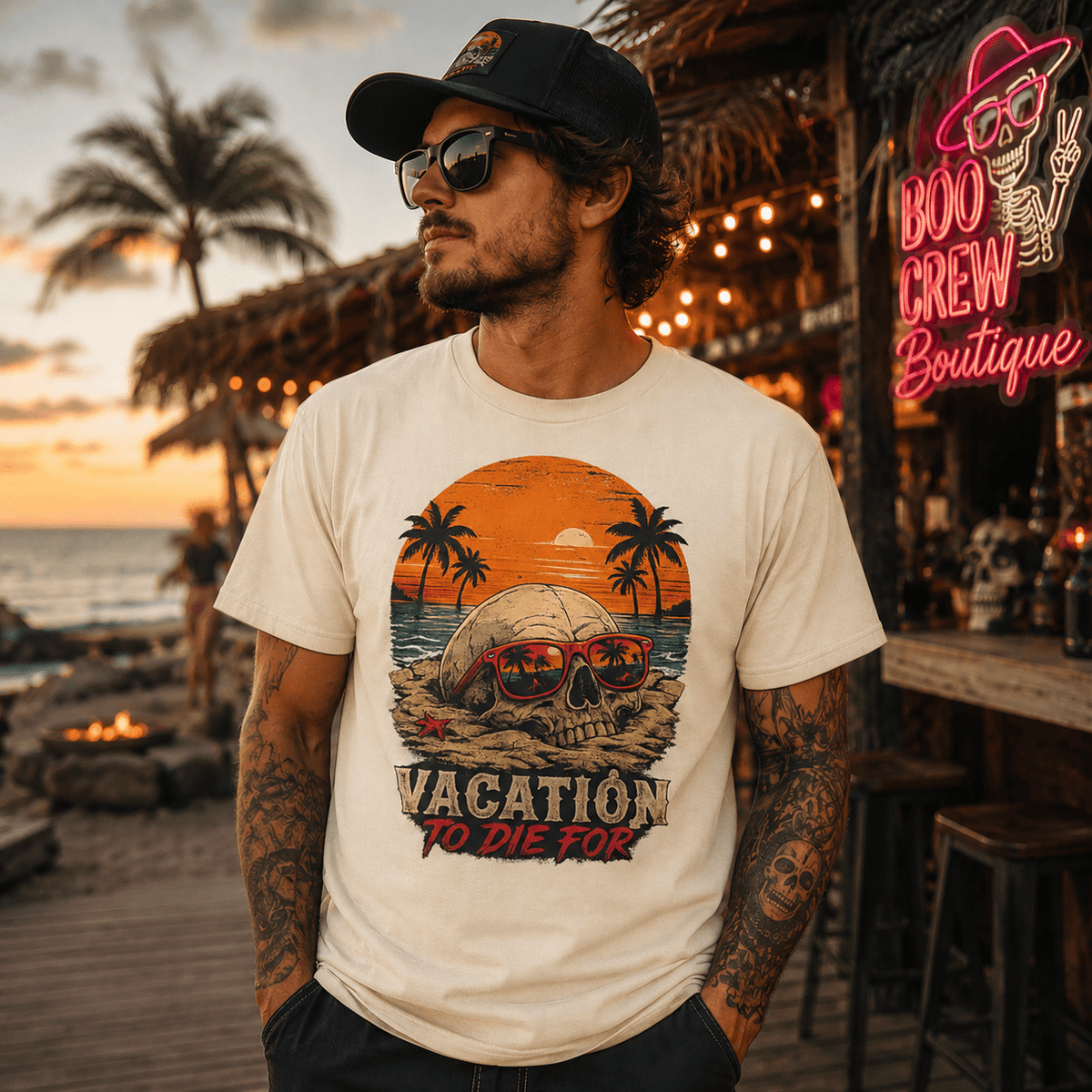 Vacation To Die For Skull Beach T-Shirt - Boo Crew Boutique