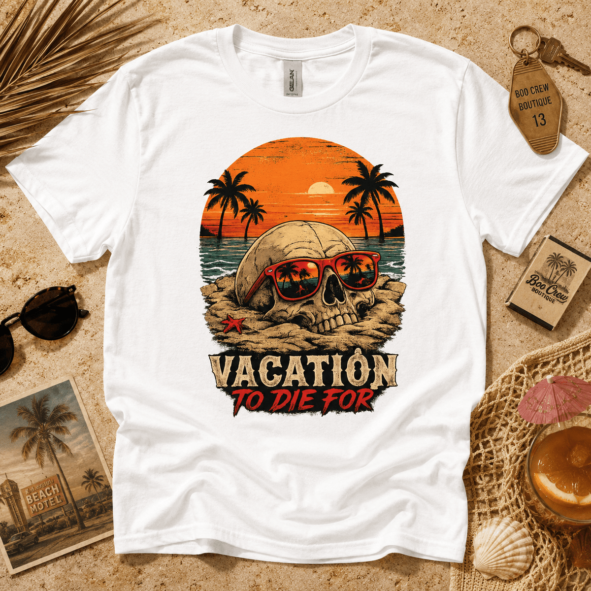 Vacation To Die For Skull Beach T-Shirt - Boo Crew Boutique