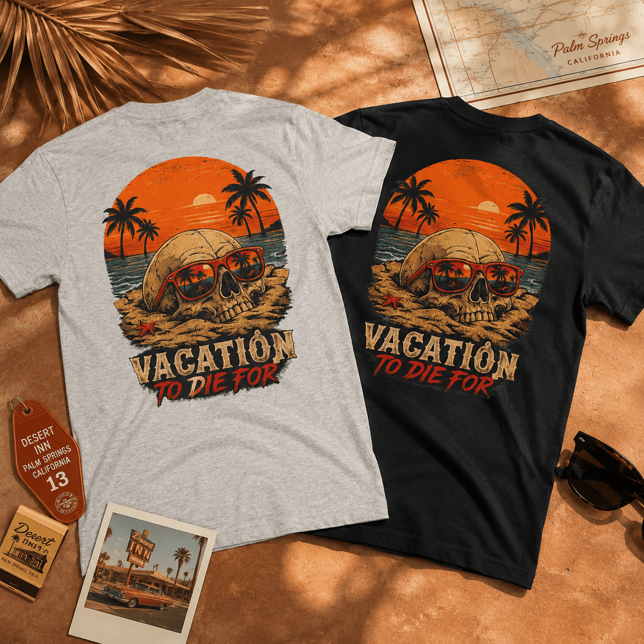 Vacation To Die For Skull Beach Back Print Tee - Boo Crew Boutique