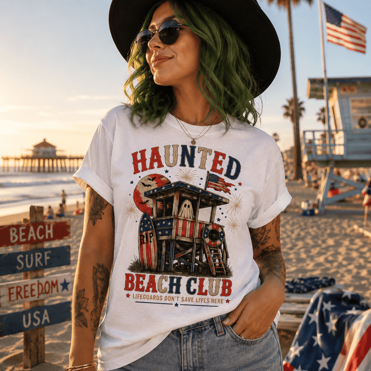 Haunted Beach Club T-Shirt — Vintage Surf Lifeguard Tee - Boo Crew Boutique