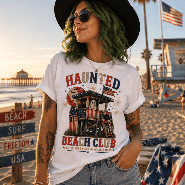 Haunted Beach Club T-Shirt — Vintage Surf Lifeguard Tee - Boo Crew Boutique