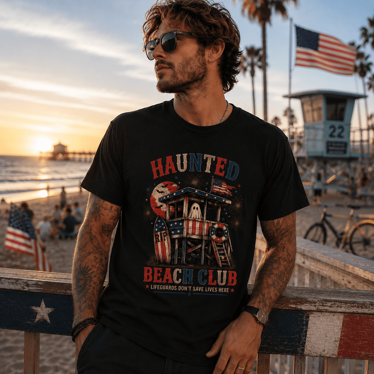 Haunted Beach Club T-Shirt — Vintage Surf Lifeguard Tee - Boo Crew Boutique