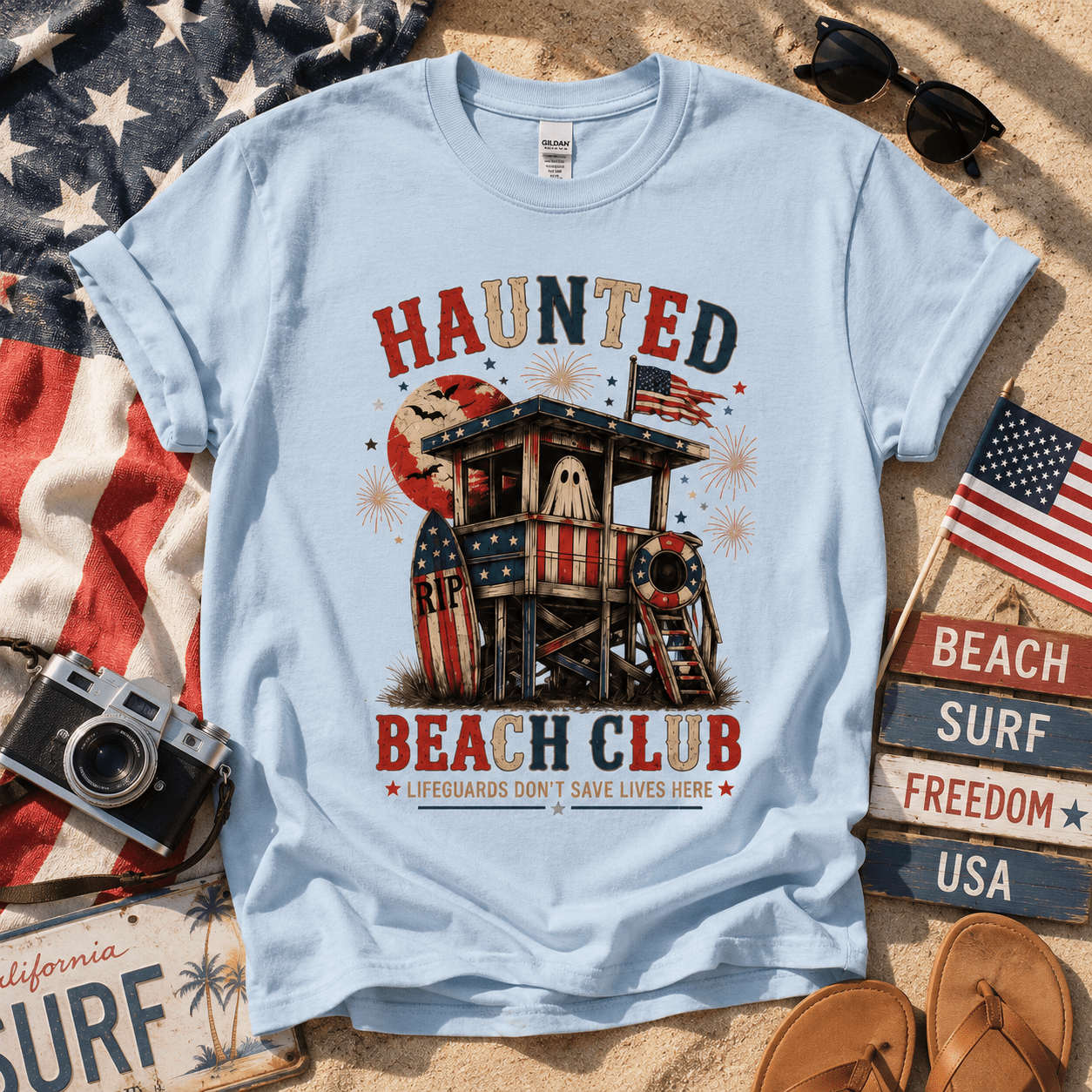 Haunted Beach Club T-Shirt — Vintage Surf Lifeguard Tee - Boo Crew Boutique
