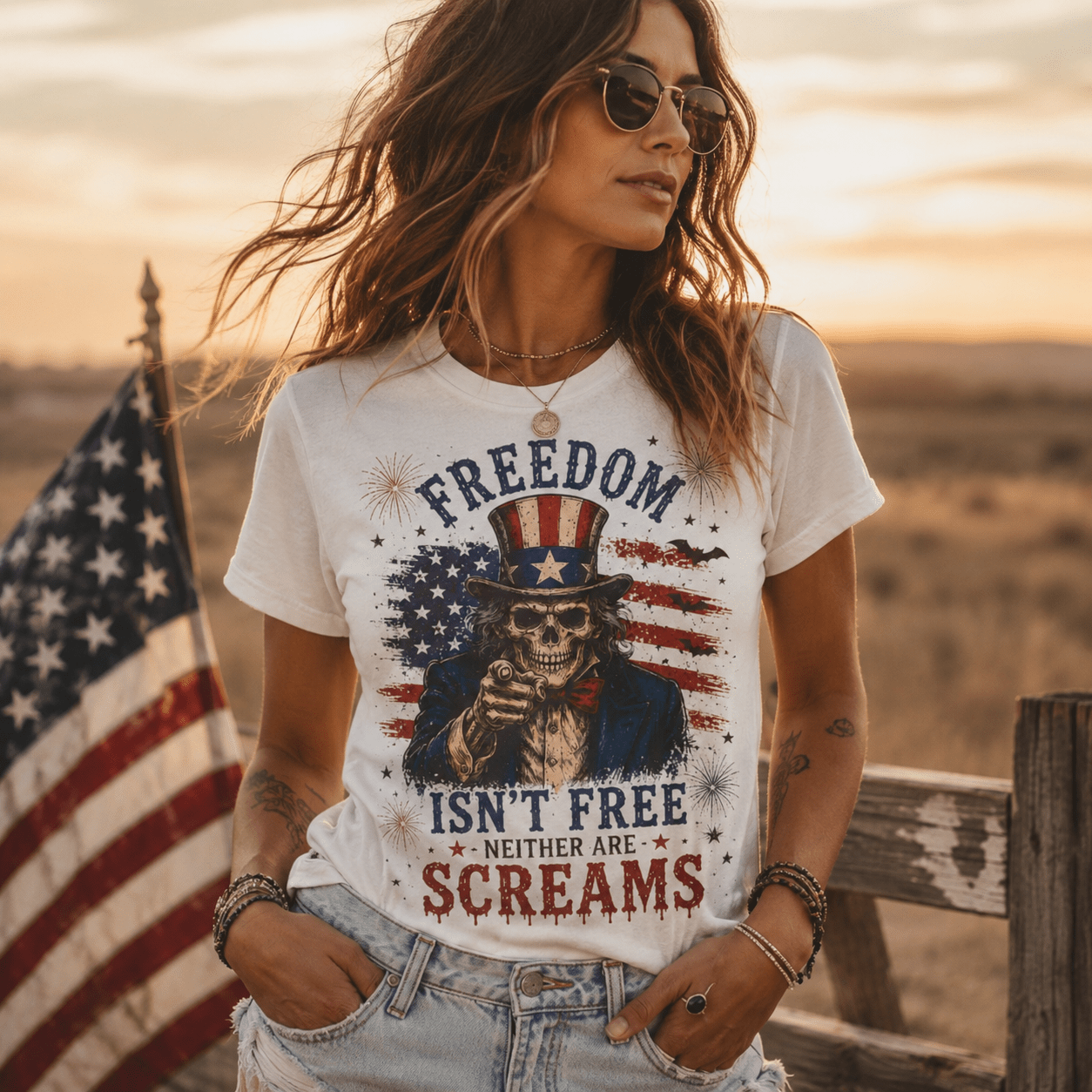 Freedom Isn't Free Skull T-Shirt - Boo Crew Boutique