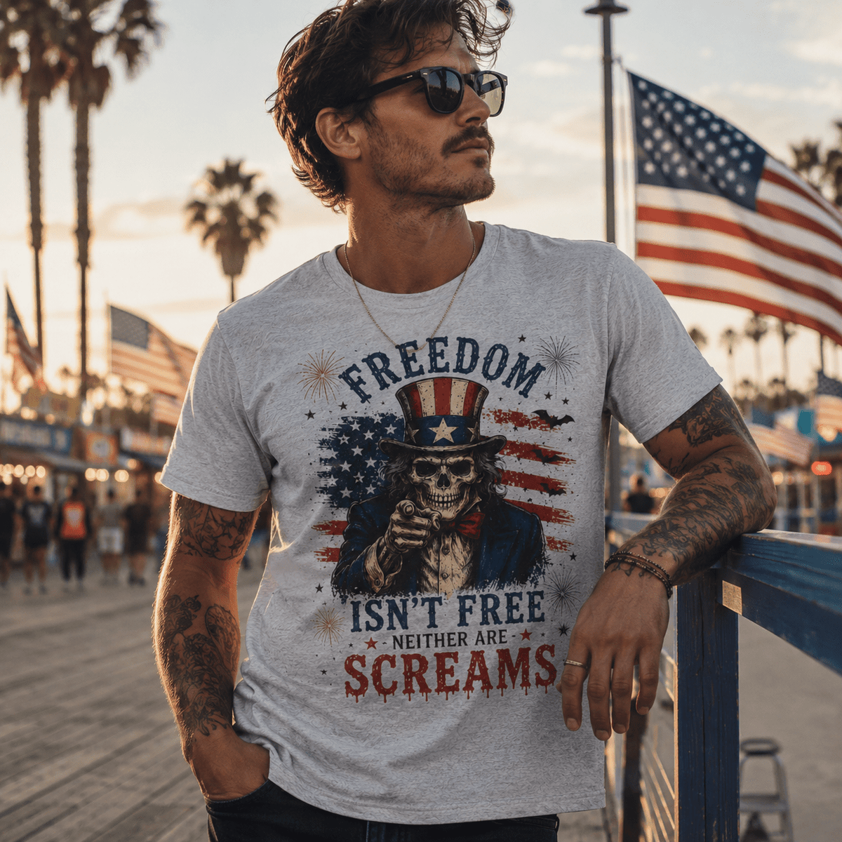 Freedom Isn't Free Skull T-Shirt - Boo Crew Boutique