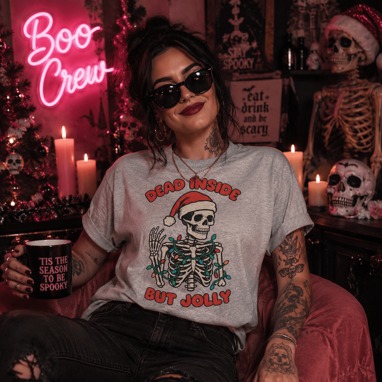 Christmas Holiday Skeleton T-Shirt - Boo Crew Boutique