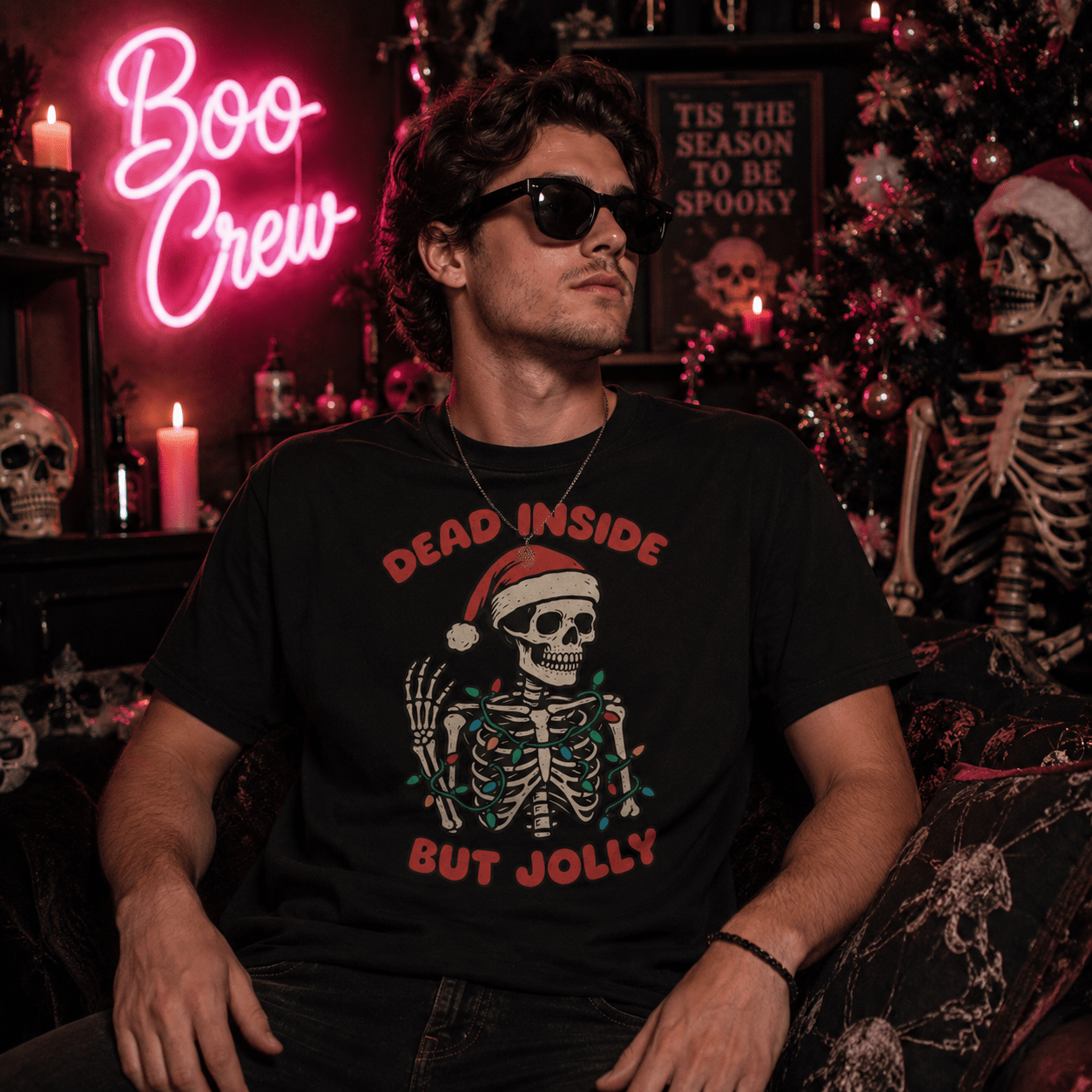 Christmas Holiday Skeleton T-Shirt - Boo Crew Boutique