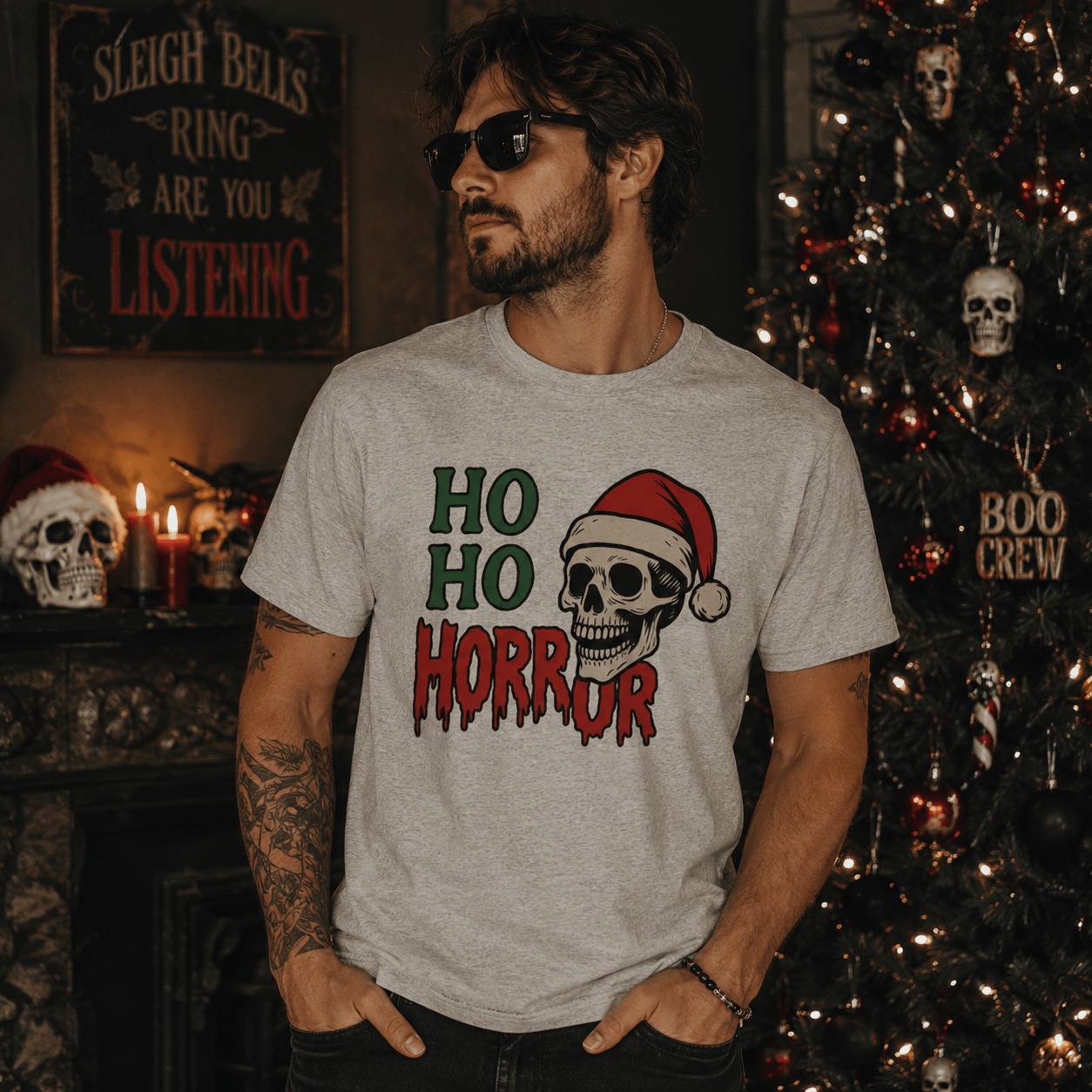 Skull Santa Christmas T-Shirt - Boo Crew Boutique
