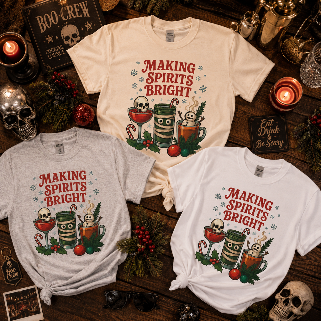 Holiday Cocktail Club T-Shirt — Festive Christmas Cocktail Graphic Tee