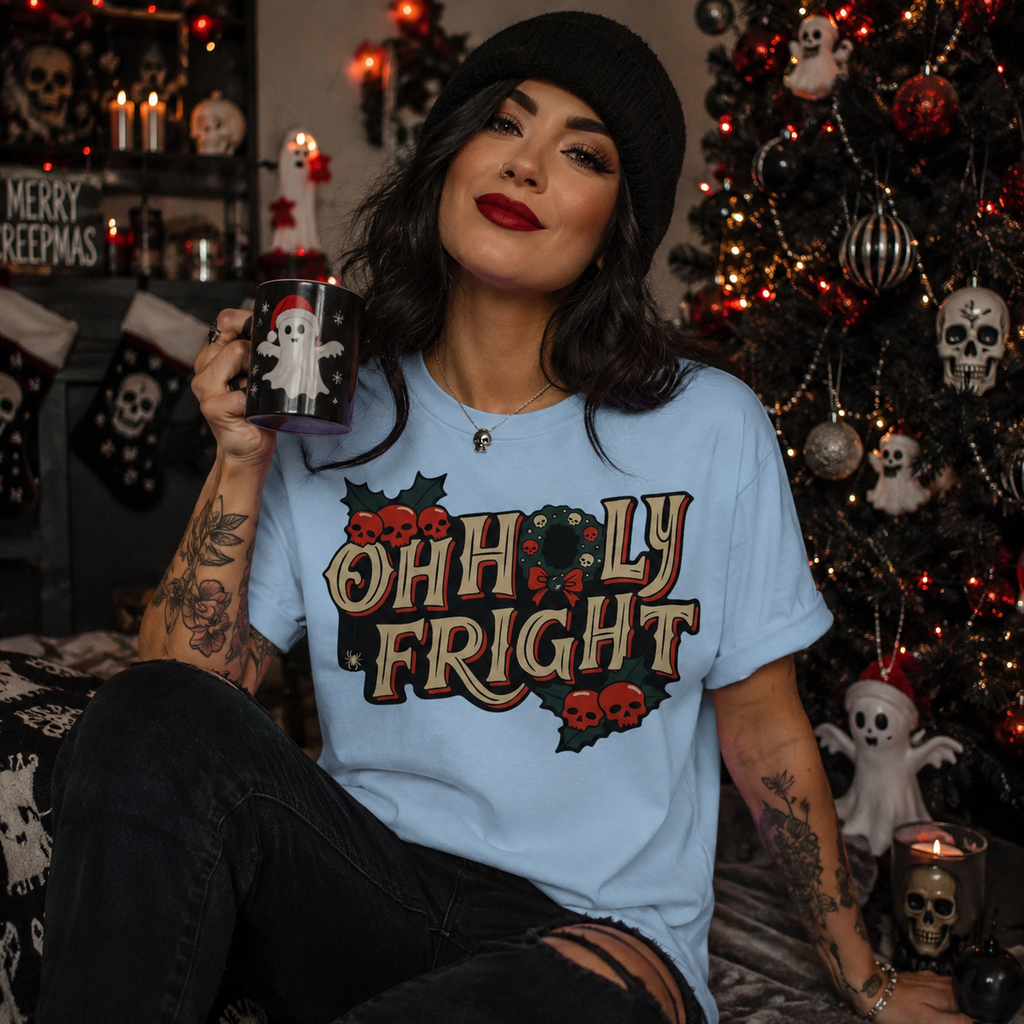 Oh Holy Fright T-Shirt — Merry Creepmas Spooky Christmas Graphic Tee
