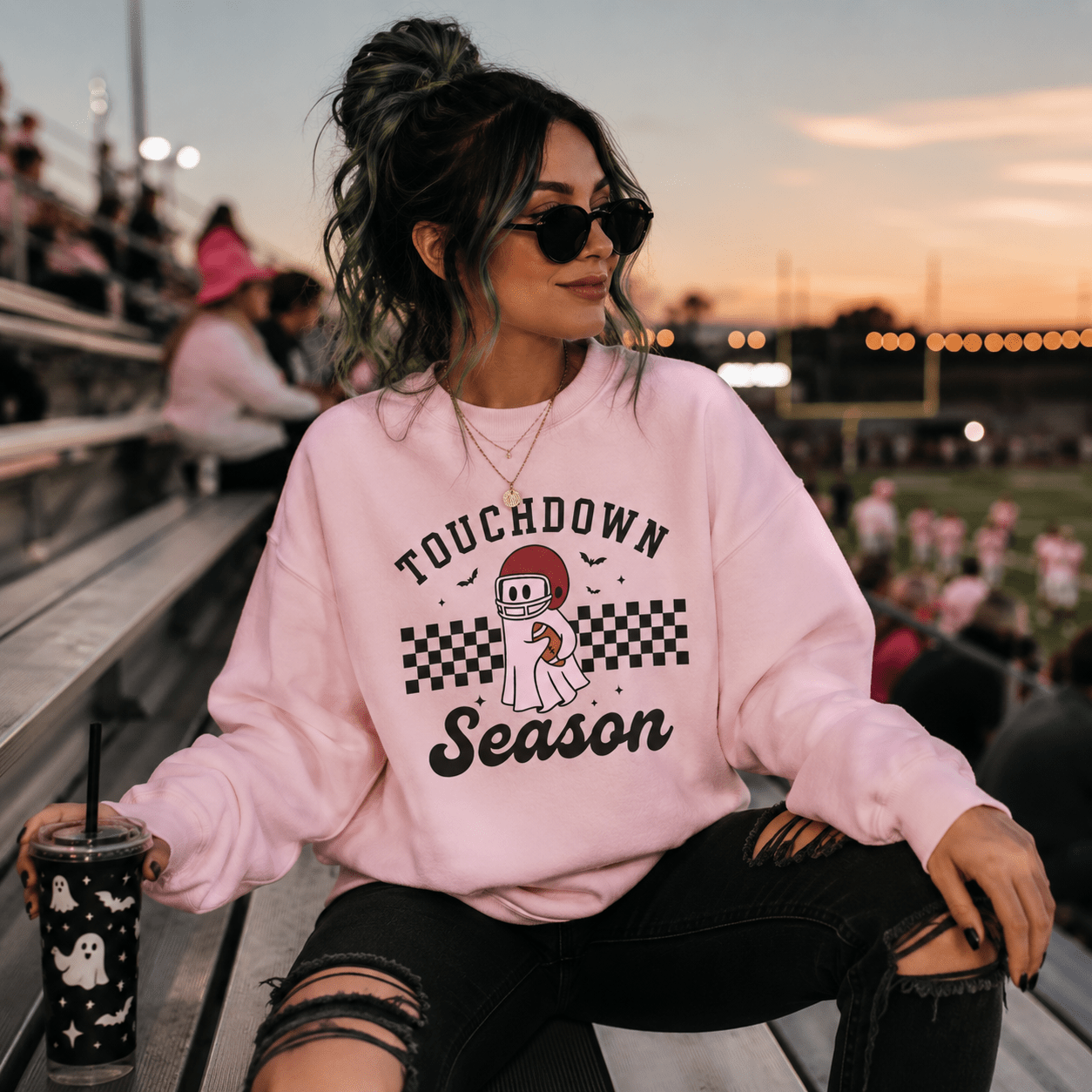 Touchdown Season Sweatshirt — Checkered Ghost Football - Boo Crew Boutique