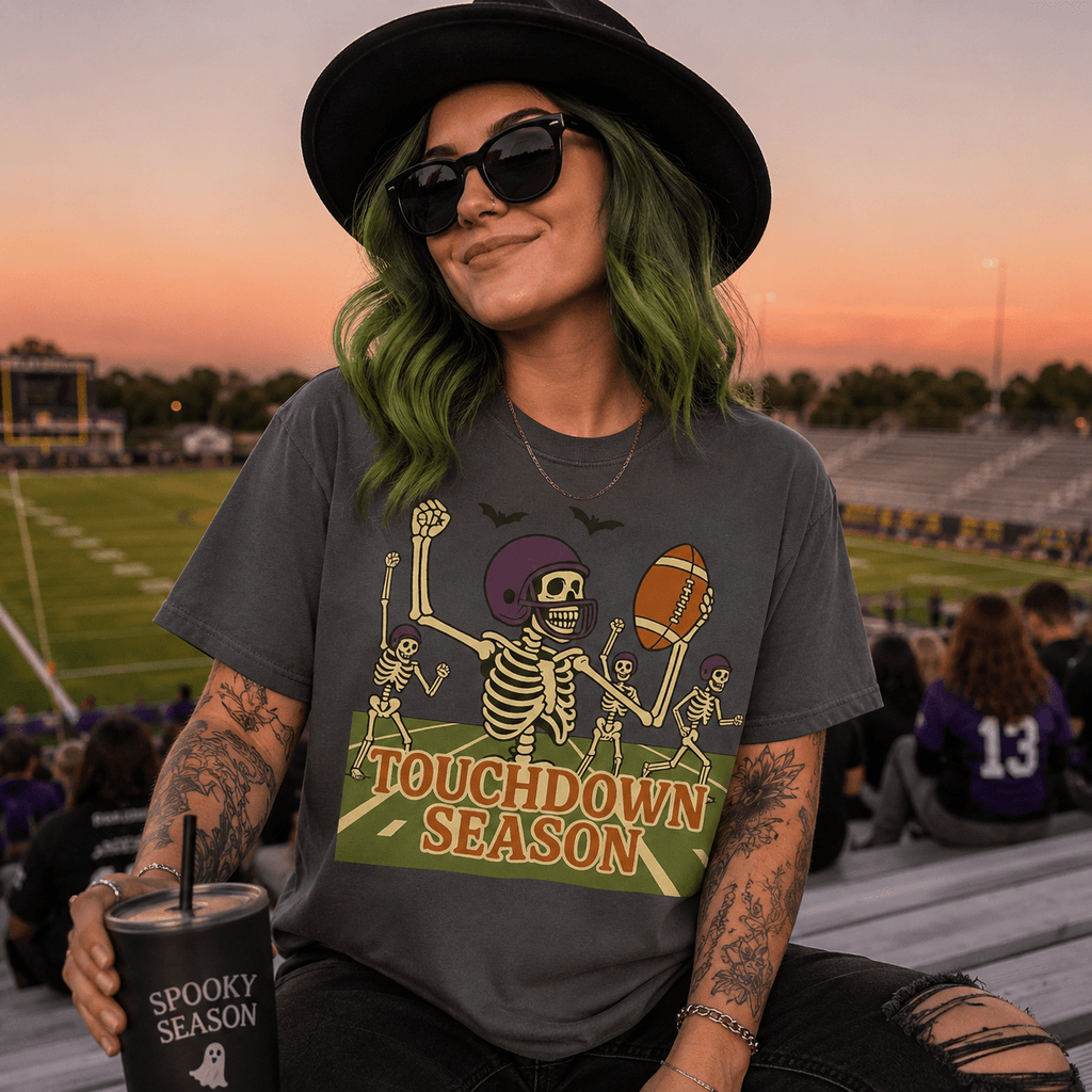Skeleton Touchdown Football T-Shirt - Boo Crew Boutique