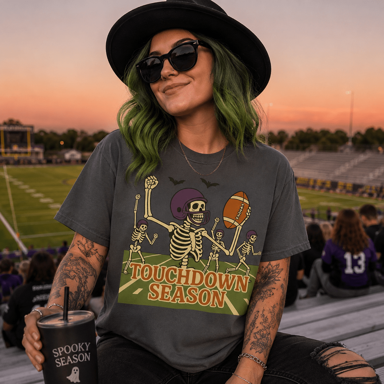 Skeleton Touchdown Football T-Shirt - Boo Crew Boutique