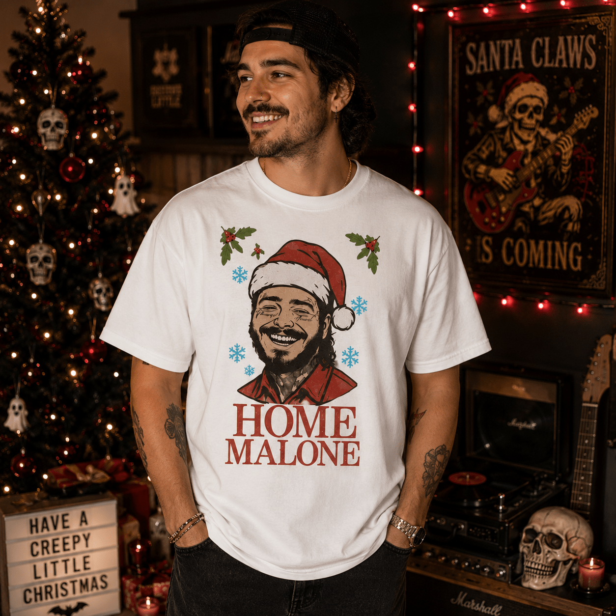 Home Malone Santa T-Shirt - Boo Crew Boutique