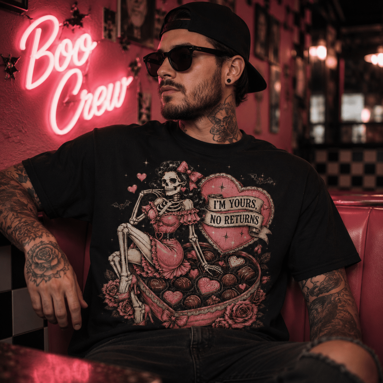 Skeleton Valentine T-Shirt — "I'm Yours, No Returns" Gothic Heart Tee - Boo Crew Boutique