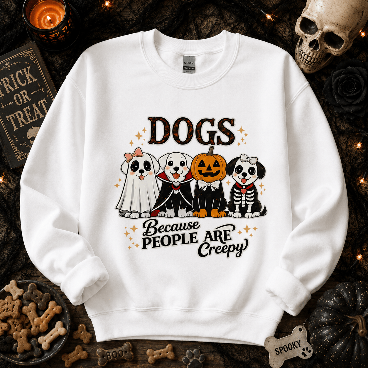 Dogs Because People Are Creepy Halloween Sweatshirt - Boo Crew Boutique