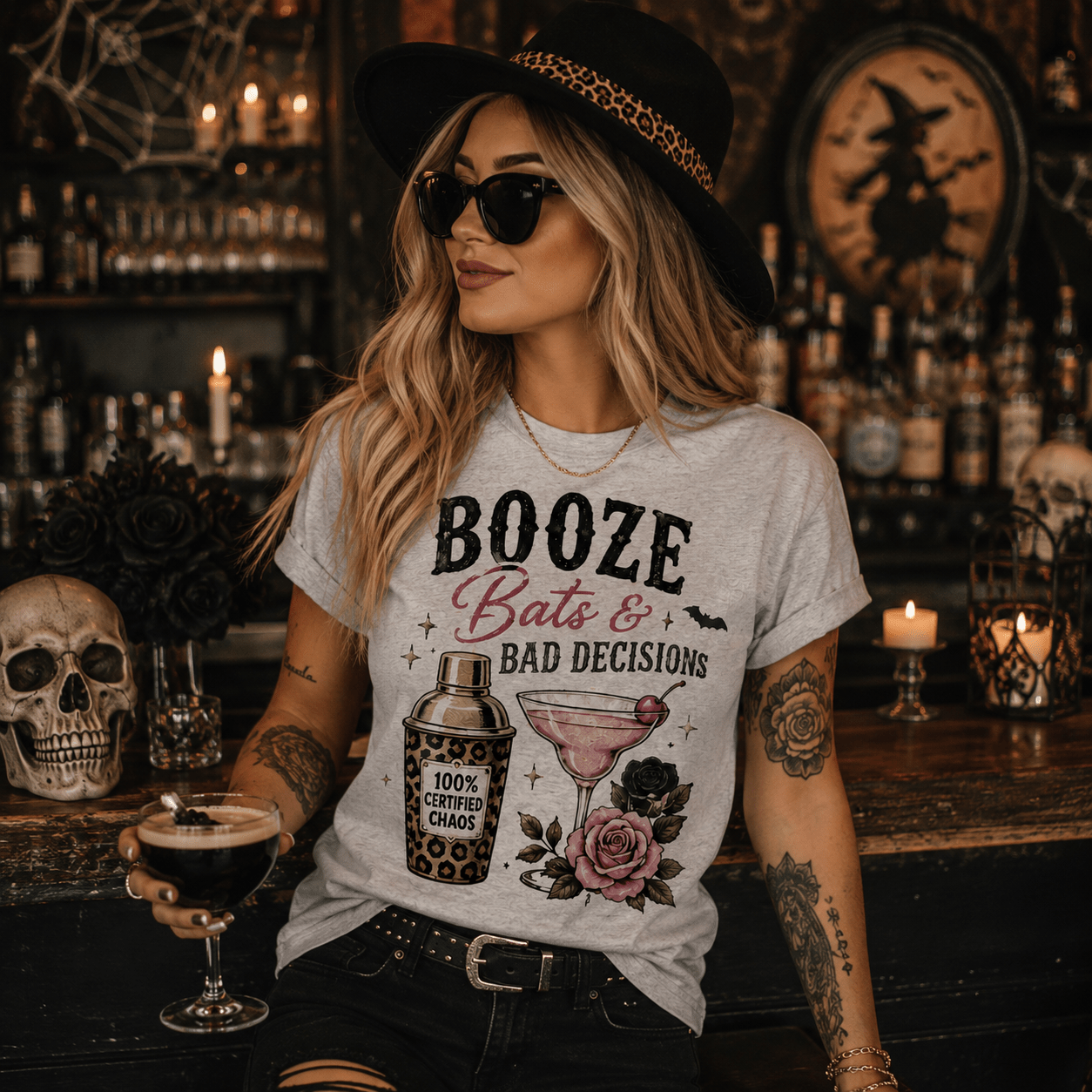 Booze, Bats & Bad Decisions Tee - Boo Crew Boutique