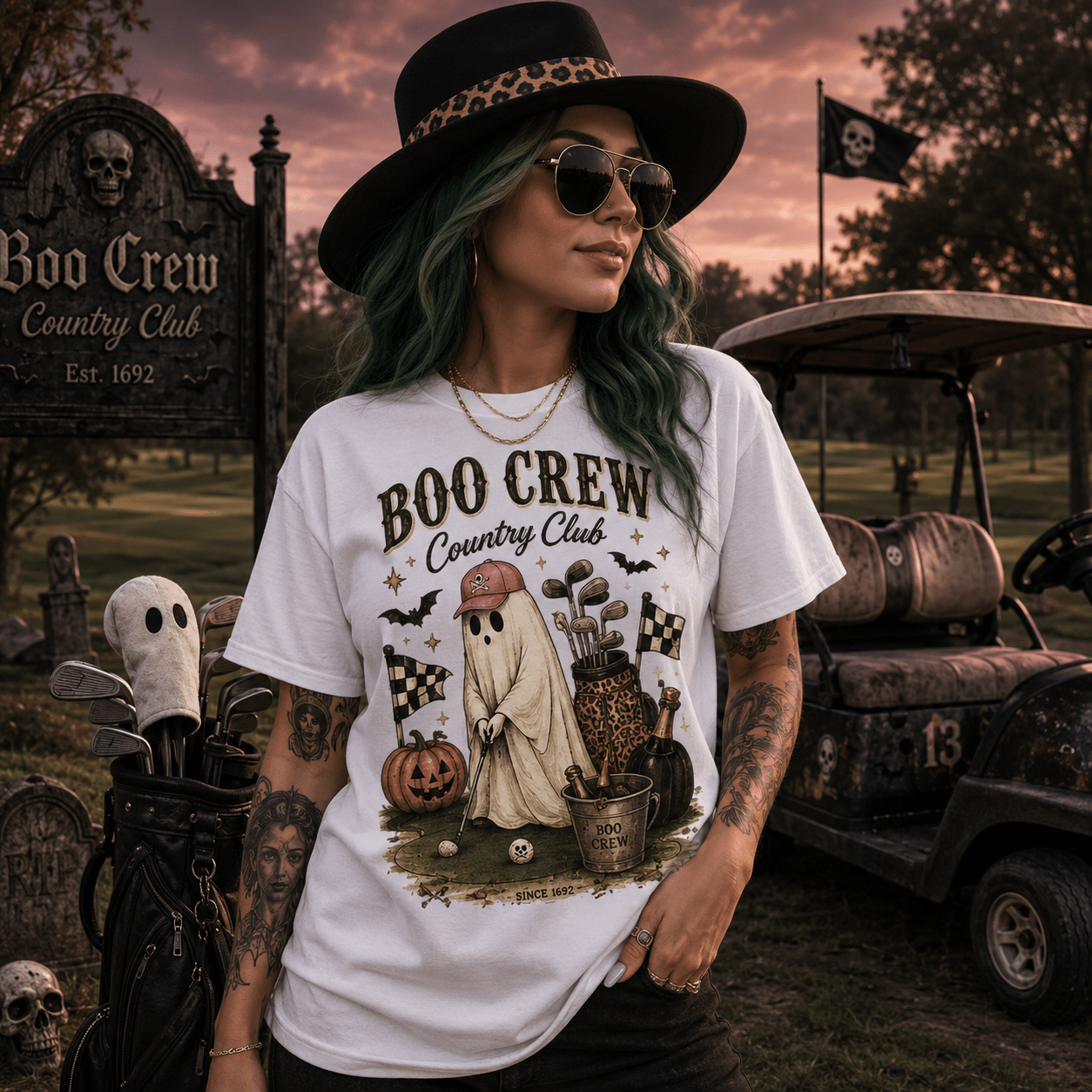 Boo Crew Country Club T-Shirt — Cute Halloween Ghost Golfing Tee - Boo Crew Boutique