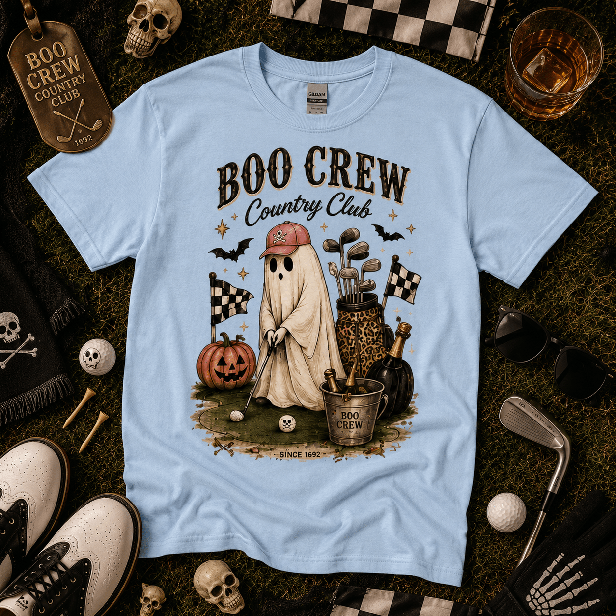 Boo Crew Country Club T-Shirt — Cute Halloween Ghost Golfing Tee - Boo Crew Boutique