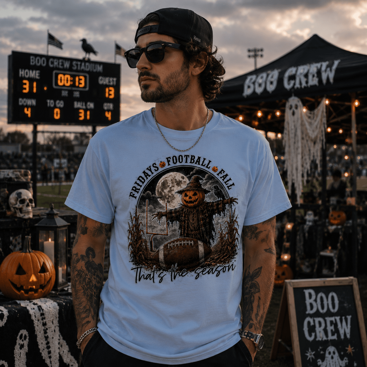 Fridays • Football • Fall Pumpkin Scarecrow T-Shirt - Boo Crew Boutique