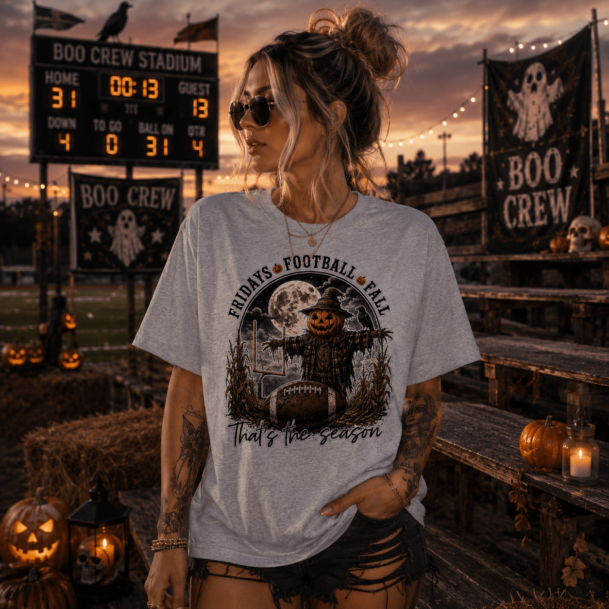 Fridays • Football • Fall Pumpkin Scarecrow T-Shirt - Boo Crew Boutique