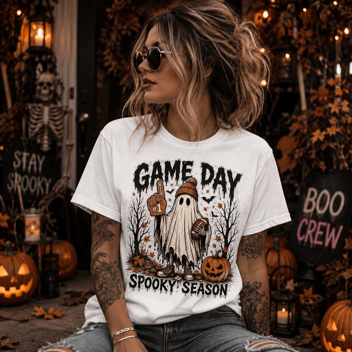Game Day Ghost T-Shirt — Spooky Season Football Fan Tee - Boo Crew Boutique