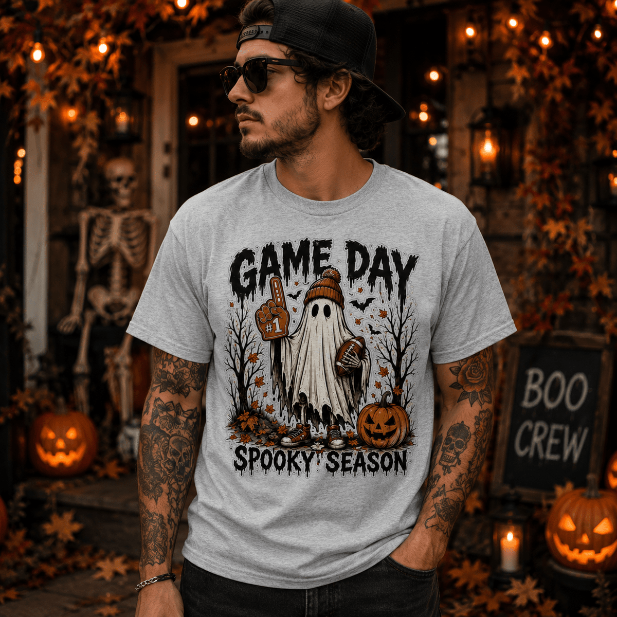 Game Day Ghost T-Shirt — Spooky Season Football Fan Tee - Boo Crew Boutique
