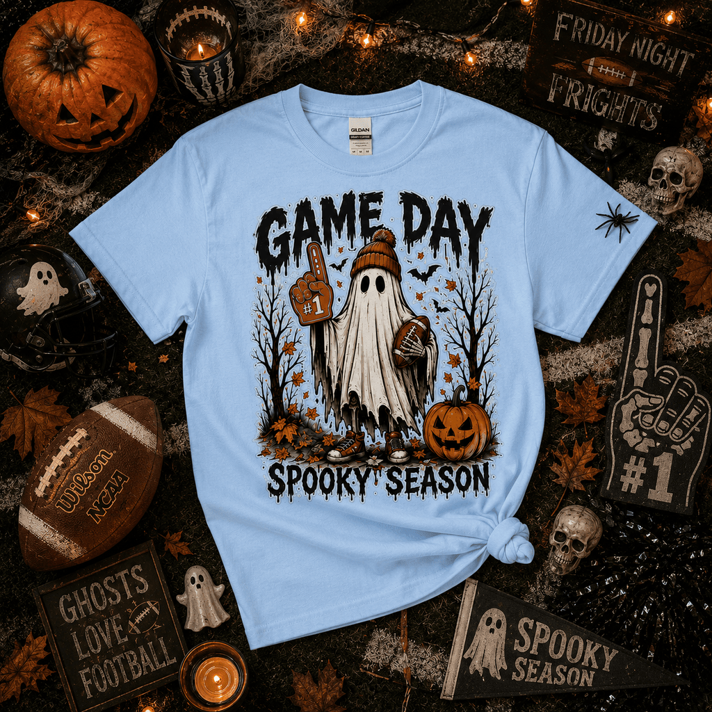 Game Day Ghost T-Shirt — Spooky Season Football Fan Tee - Boo Crew Boutique
