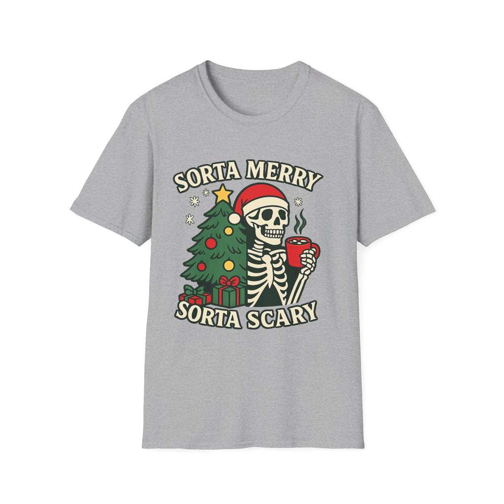Sorta Merry, Sorta Scary Christmas T-Shirt — Skeleton Holiday Tee - Boo Crew Boutique