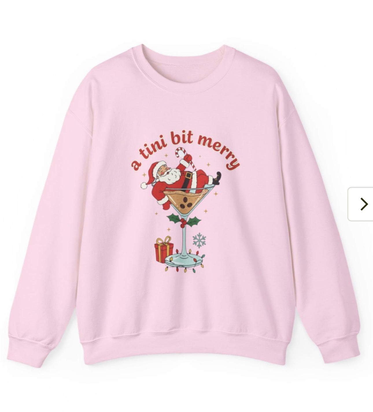 A Tini Bit Merry Santa Martini Sweatshirt | Christmas Cocktail Holiday Crewneck, Gift for Espresso Martini Lovers