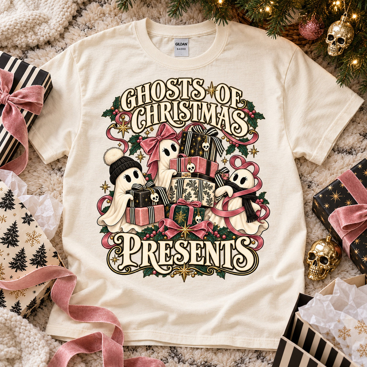 Ghosts of Christmas Presents Holiday T-Shirt - Boo Crew Boutique