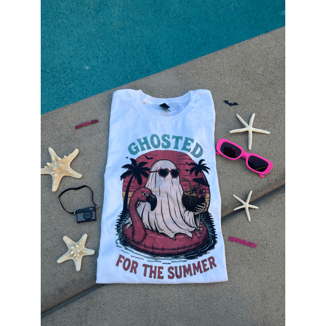 Ghosted for the Summer T-Shirt — Retro Beach Ghost Graphic Tee - Boo Crew Boutique