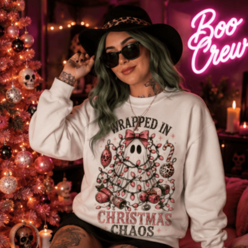 Wrapped in Christmas Chaos Crewneck - Boo Crew Boutique