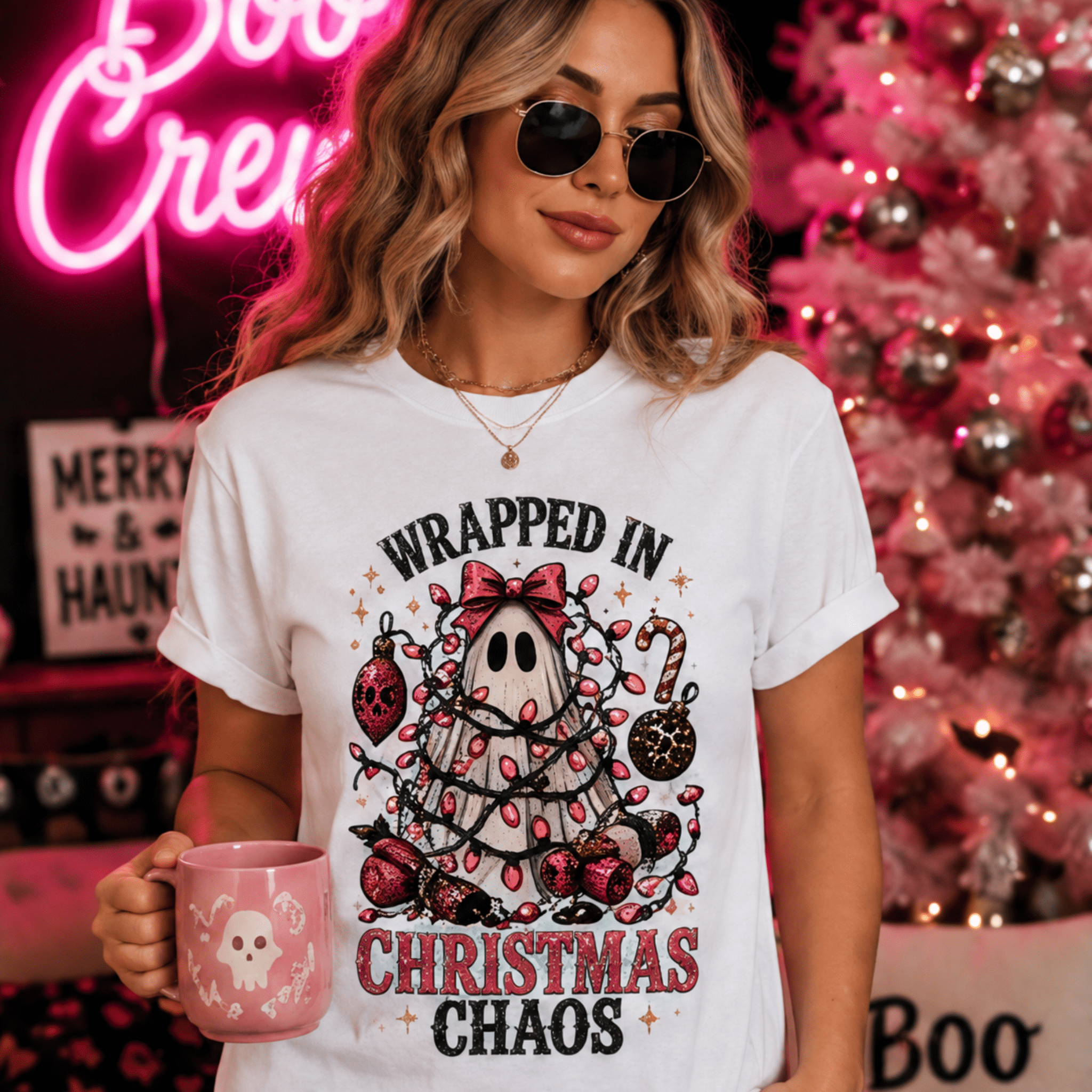 Wrapped in Christmas Chaos Tee - Boo Crew Boutique
