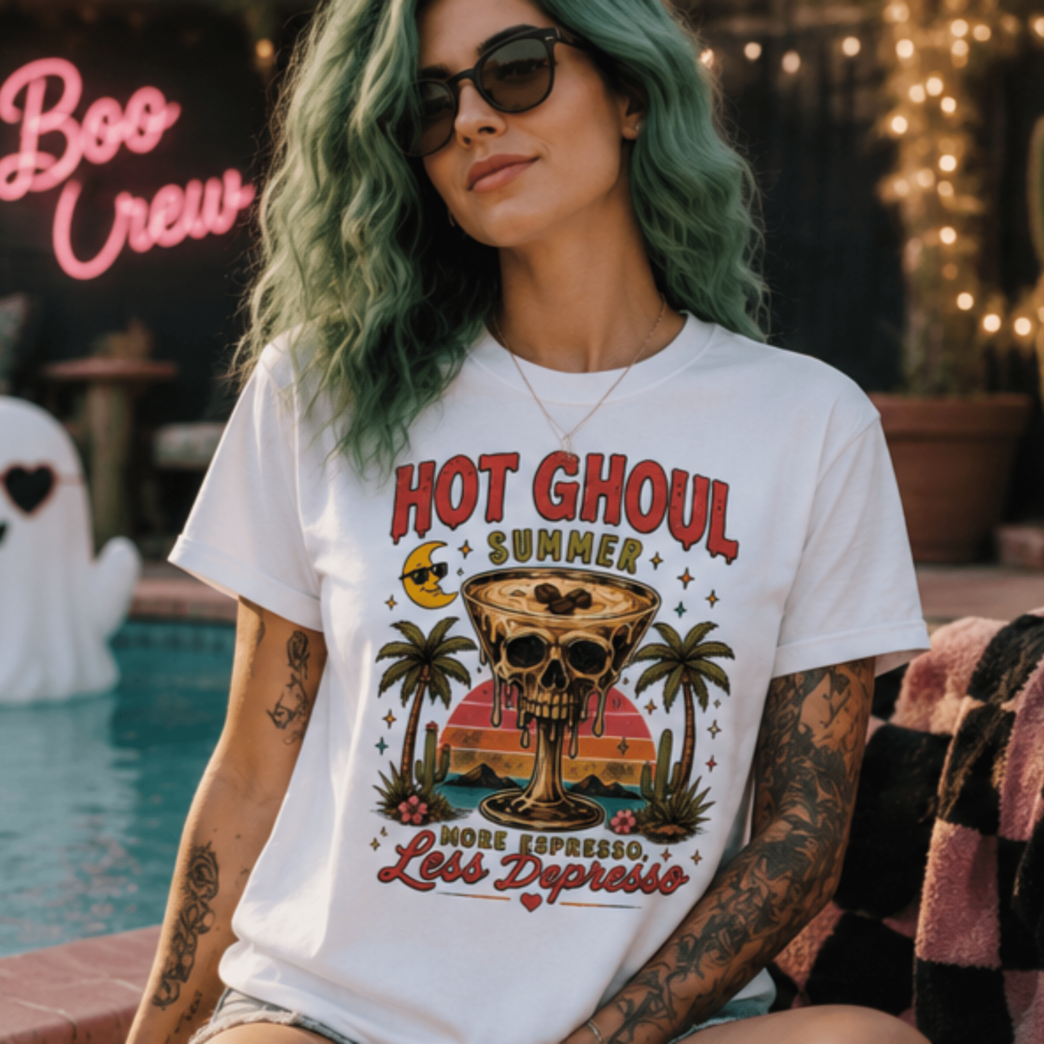 More Espresso Less Depresso Skull & Palm Tee - Boo Crew Boutique