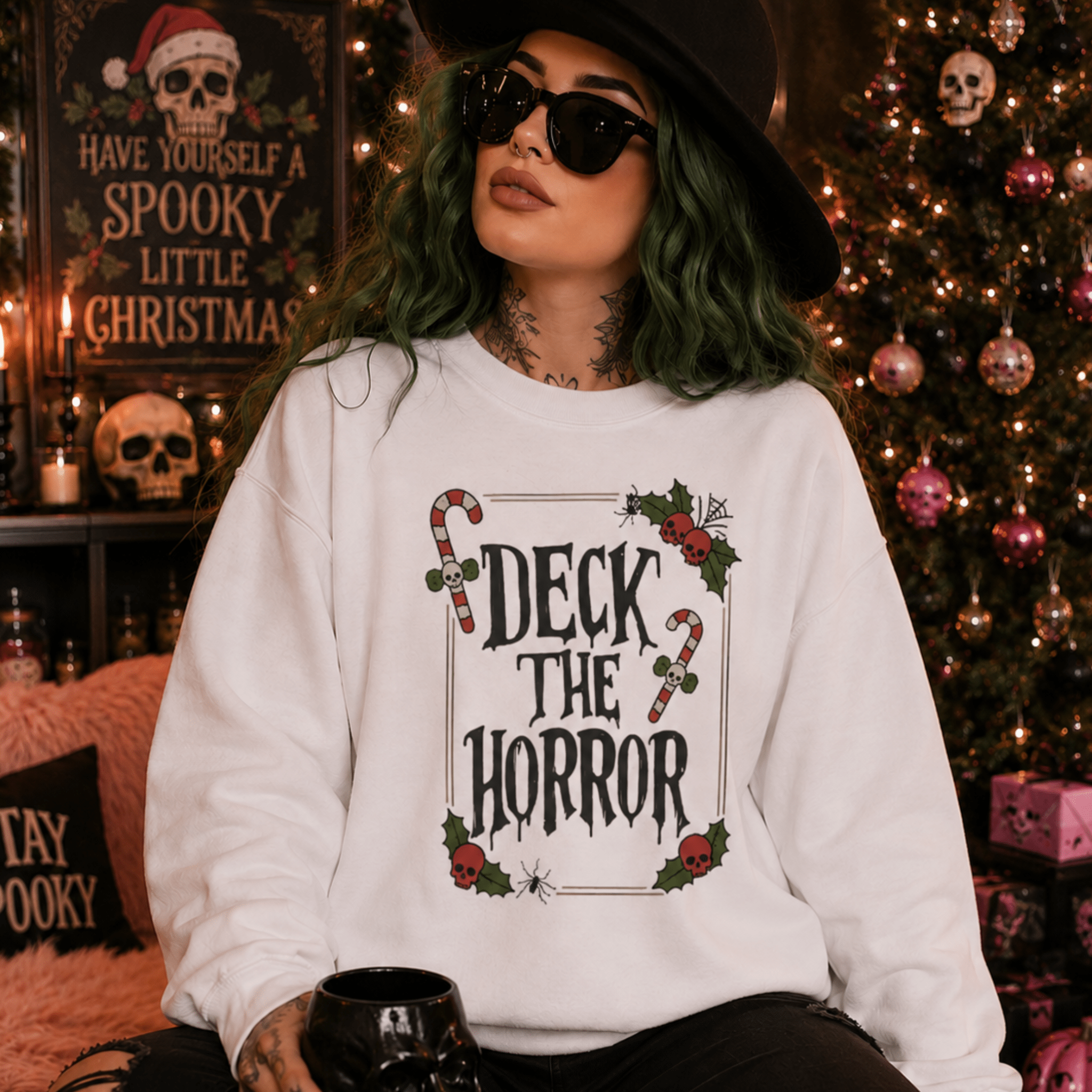 Deck the Horror Crewneck Sweatshirt — Spooky Christmas Horror - Boo Crew Boutique