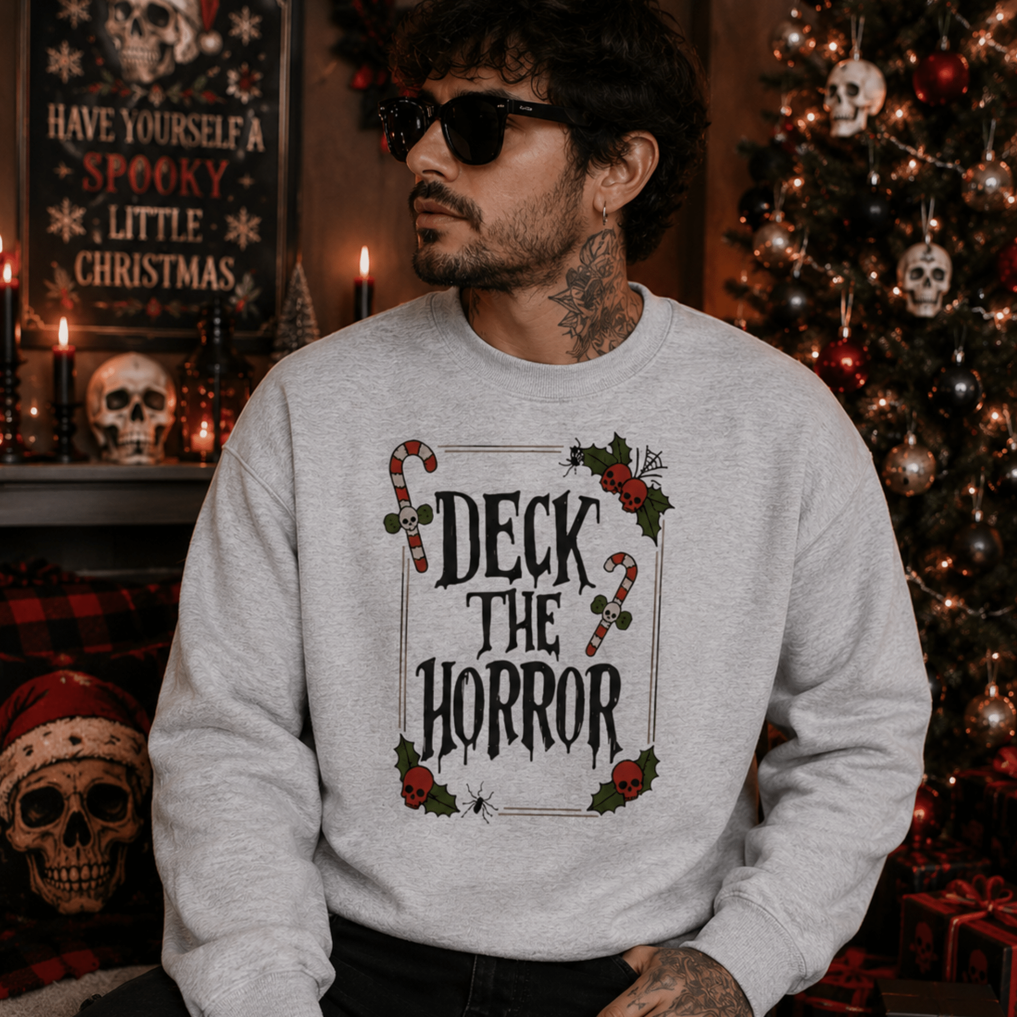 Deck the Horror Crewneck Sweatshirt — Spooky Christmas Horror - Boo Crew Boutique