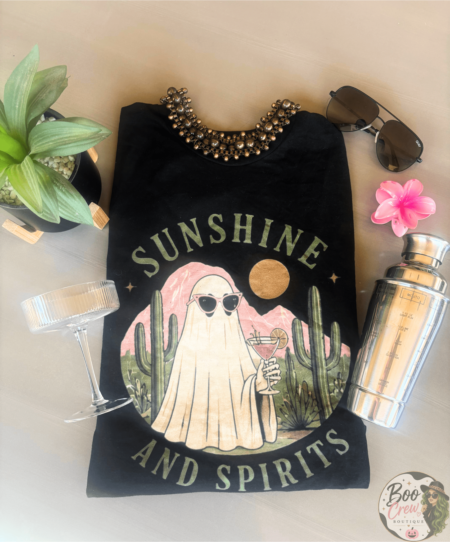 Sunshine and Spirits T-Shirt — Cute Desert Ghost Graphic Tee - Boo Crew Boutique