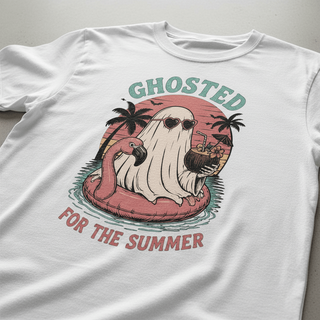 Ghosted for the Summer T-Shirt — Retro Beach Ghost Graphic Tee - Boo Crew Boutique