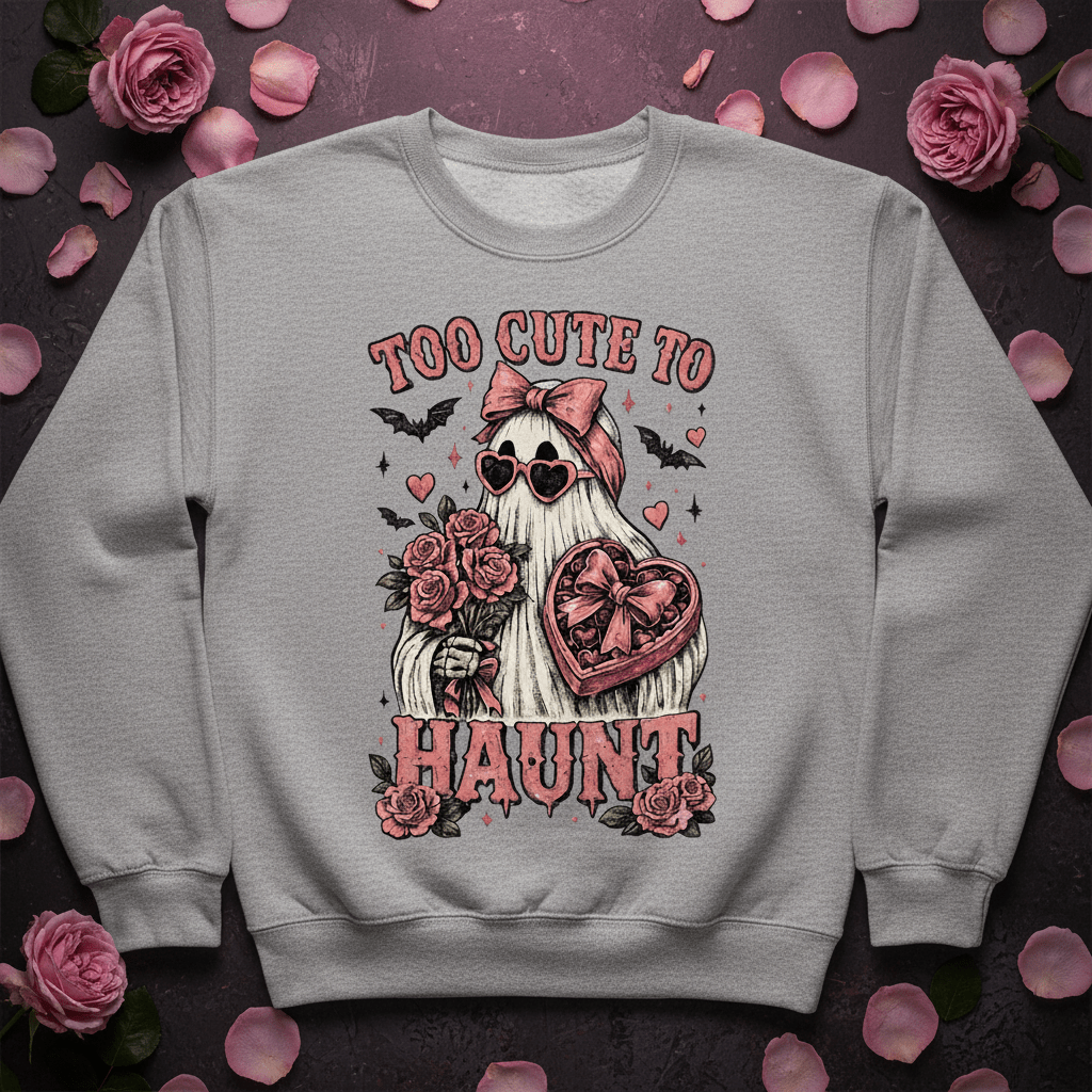 Too Cute to Haunt Sweatshirt — Cute Gothic Ghost Crewneck - Boo Crew Boutique
